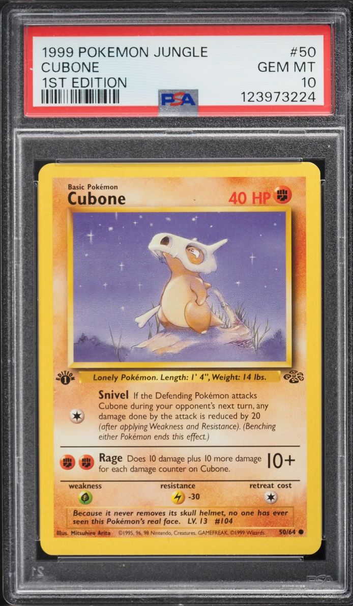 1999 Pokemon Jungle 1st Edition Cubone #50 PSA 10 GEM MINT