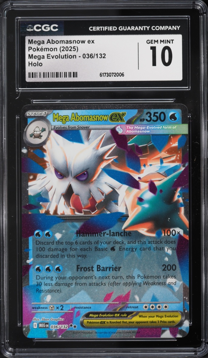2025 Pokemon Mega Evolution Holo Mega Abomasnow Ex #36 CGC 10 GEM MINT