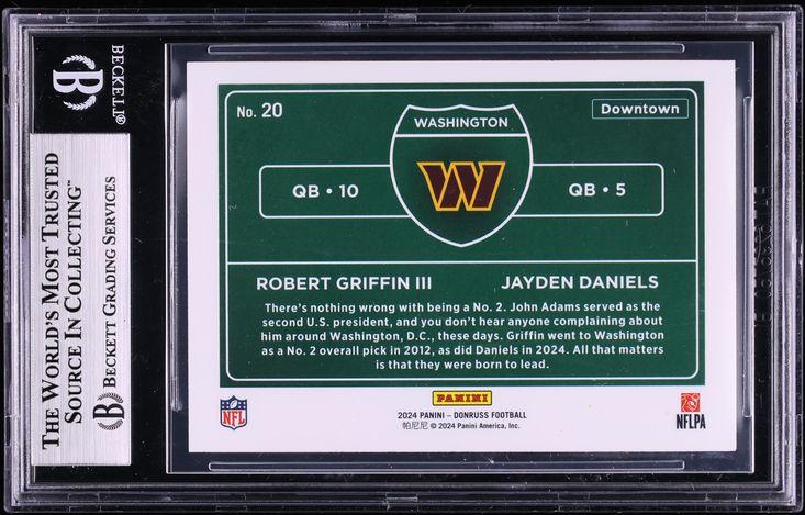 2024 Donruss Horizontal Downtown Jayden Daniels Robert Griffin III #20 BGS 8.5 NM-MT+