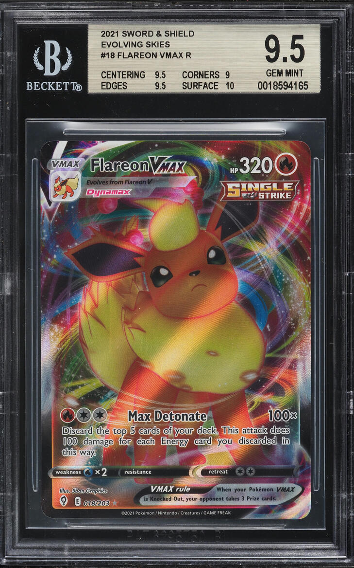 2021 Pokemon Sword & Shield Evolving Skies Flareon VMAX #18 BGS 9.5 GEM MINT
