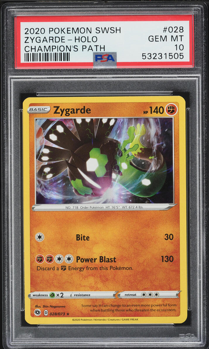 2020 Pokemon Sword & Shield Champion's Path Reverse Holo Zygarde #28 PSA 10 GEM MINT