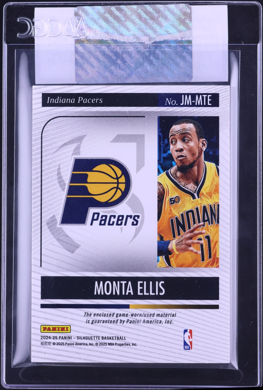 2024 Panini Silhouette Jumbo FOTL Monta Ellis LOGOMAN PATCH /5 #JM-MTE CGC AUTH - Photo 2