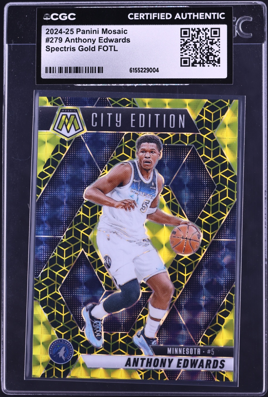 2024 Panini Mosaic Spectris Gold FOTL Anthony Edwards 1/10 #279 CGC AUTH - Photo 1