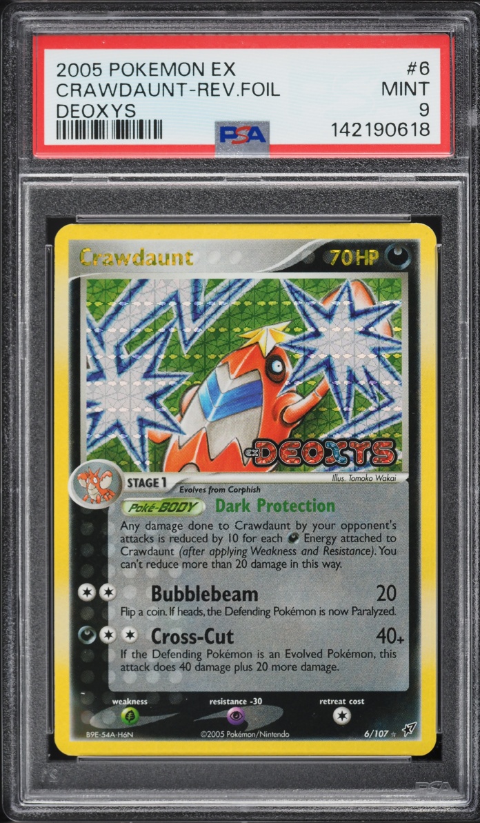 2005 Pokemon EX Deoxys Reverse Holo Crawdaunt #6 PSA 9 MINT
