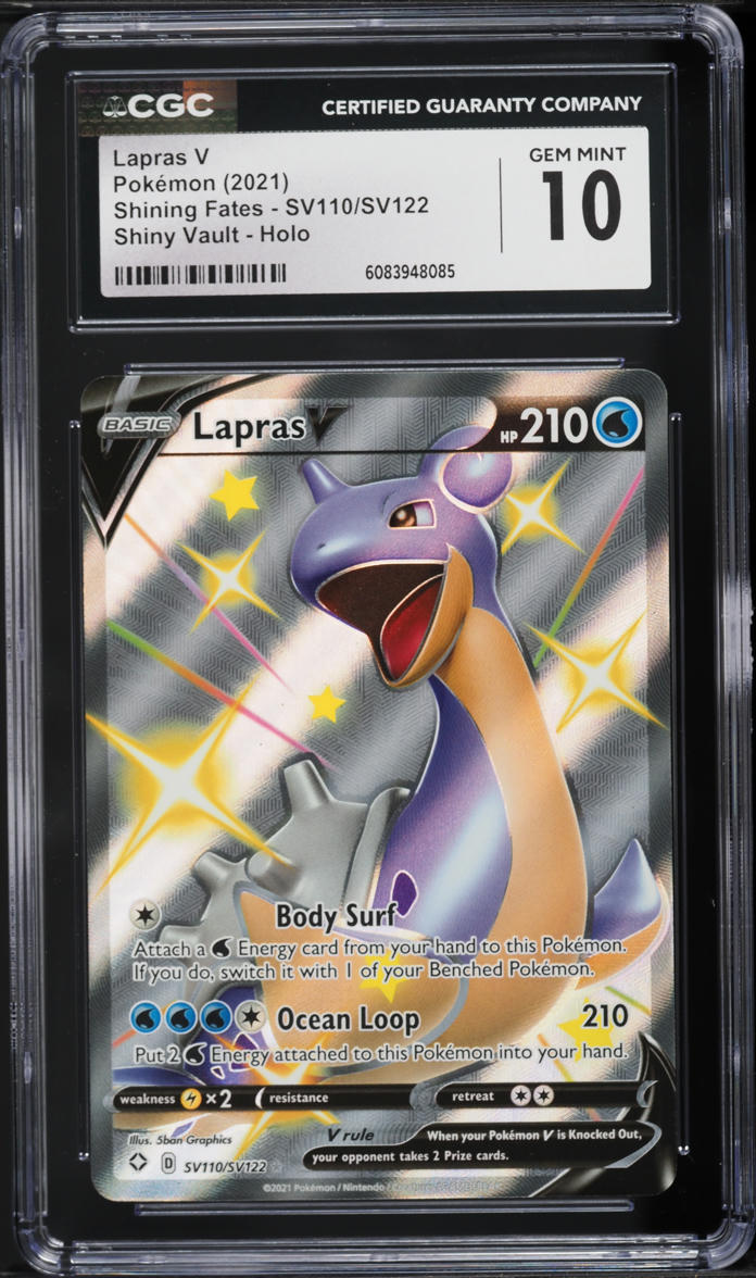 2021 Pokemon Sword & Shield Shining Fates Full Art Lapras V #SV110 CGC 10 GEM