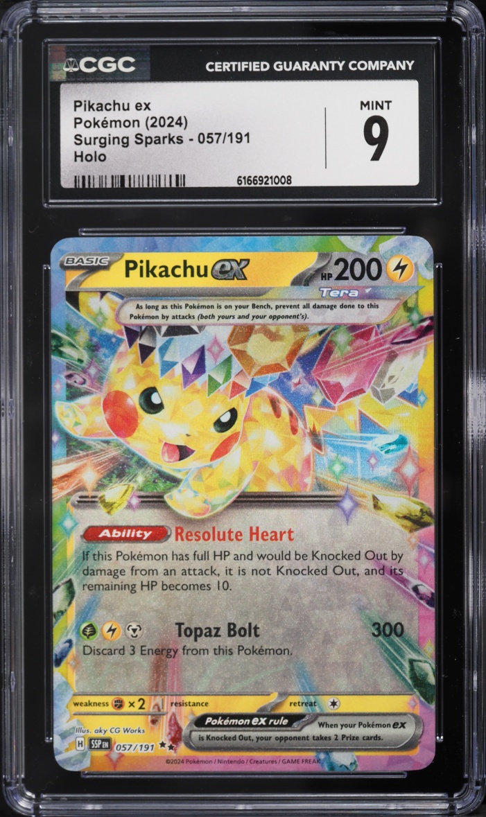 2024 Pokemon Scarlet & Violet Surging Sparks Holo Pikachu ex #57 CGC 9 MINT