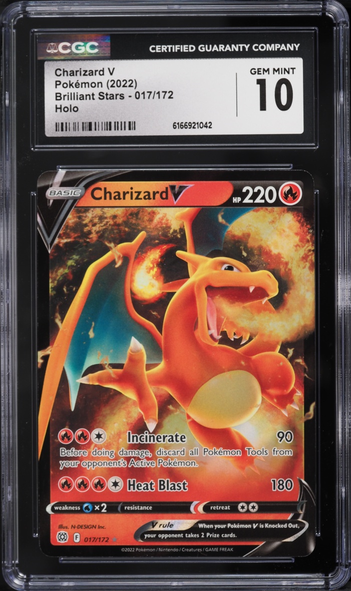 2022 Pokemon Sword & Shield Brilliant Stars Charizard V #17 CGC 10 GEM MINT