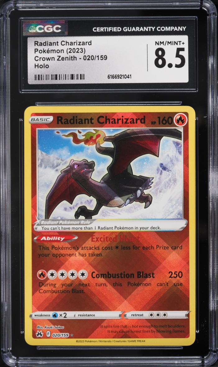 2023 Pokemon Sword & Shield Crown Zenith Holo Radiant Charizard #20 CGC 8.5 NM-MT+