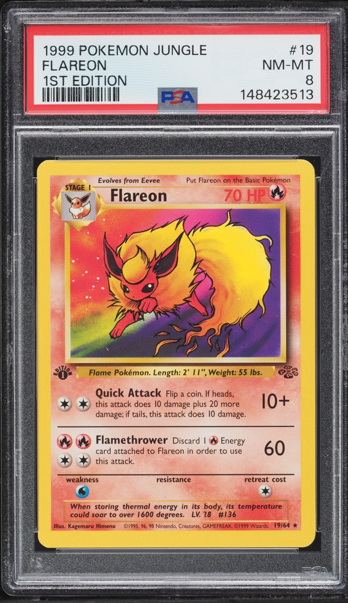 1999 Pokemon Jungle 1st Edition Flareon #19 PSA 8 NM-MT