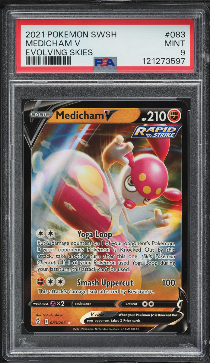 2021 Pokemon Sword & Shield Evolving Skies Medicham V #83 PSA 9 MINT