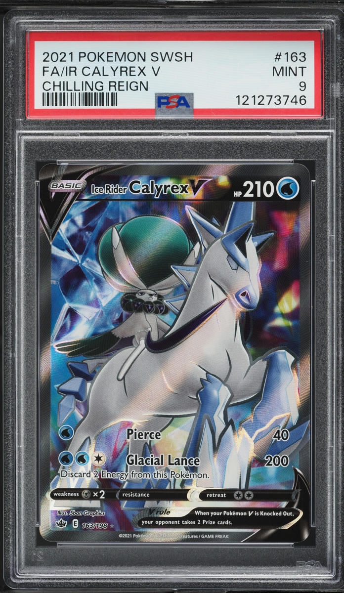 2021 Pokemon SWSH Chilling Reign Full Art Ice Rider Calyrex V #163 PSA 9 MINT