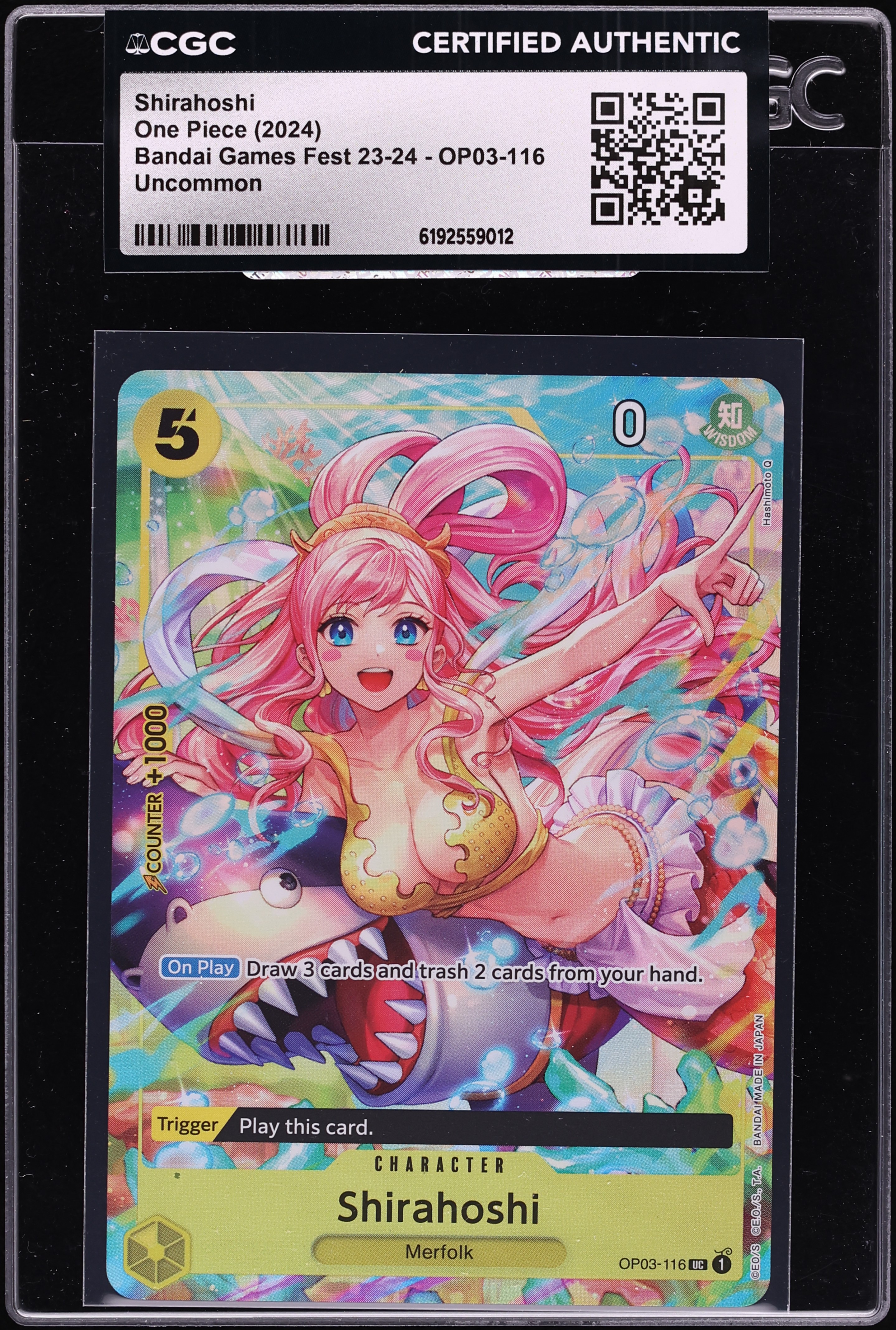 2024 One Piece Bandai Games Fest '23 Shirahoshi #OP03-116 CGC AUTH