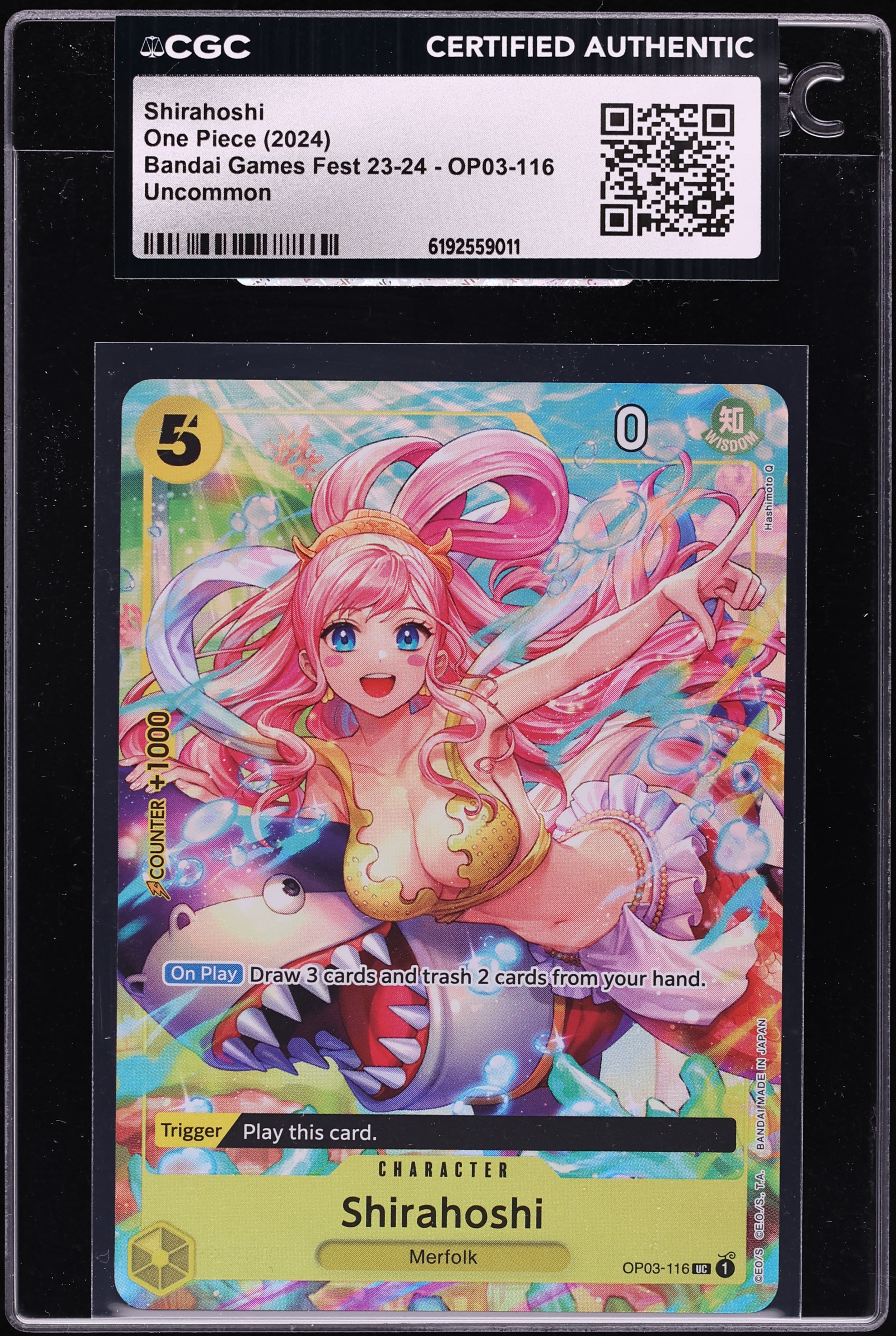2024 One Piece Bandai Games Fest '23 Shirahoshi #OP03-116 CGC AUTH