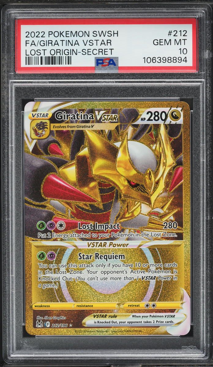 2022 Pokemon SWSH Lost Origin Gold Rare Giratina VSTAR #212 PSA 10 GEM MINT
