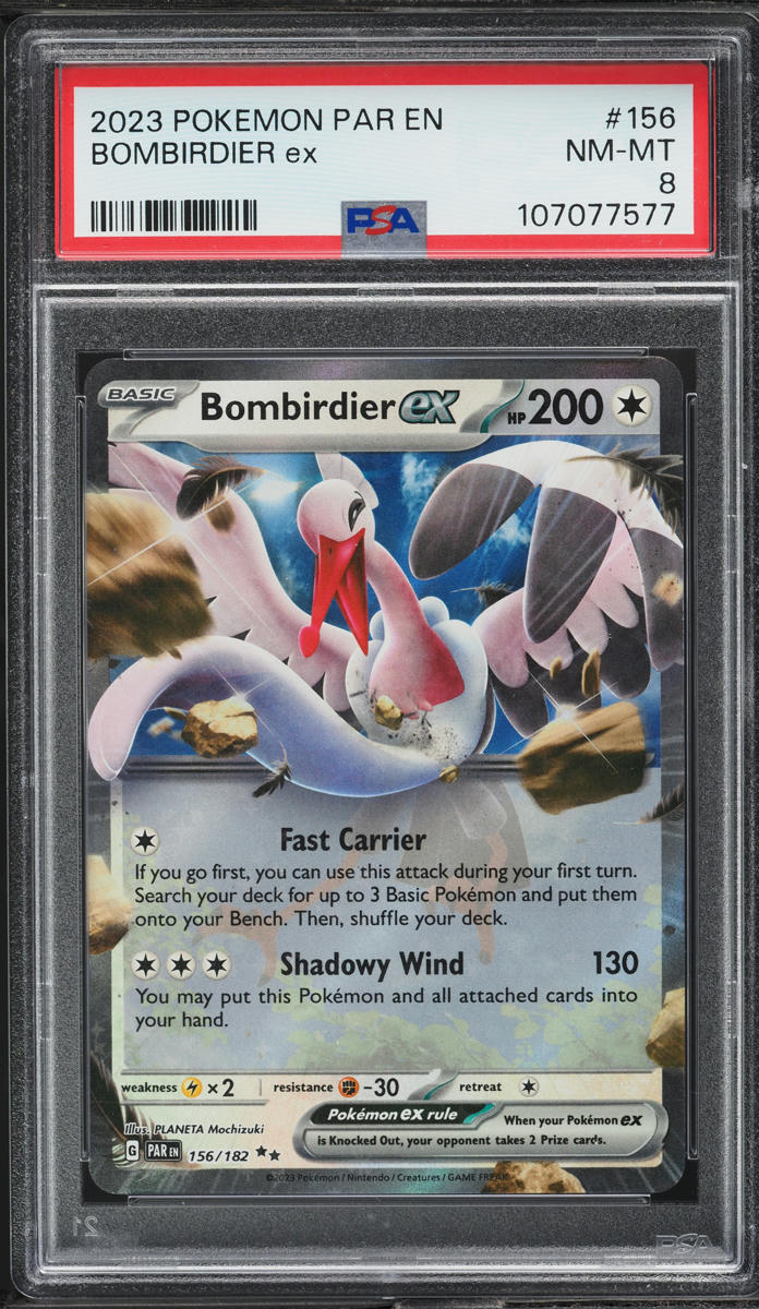 2023 Pokemon Scarlet & Violet Paradox Rift Holo Bombirdier ex #156 PSA 8 NM-MT