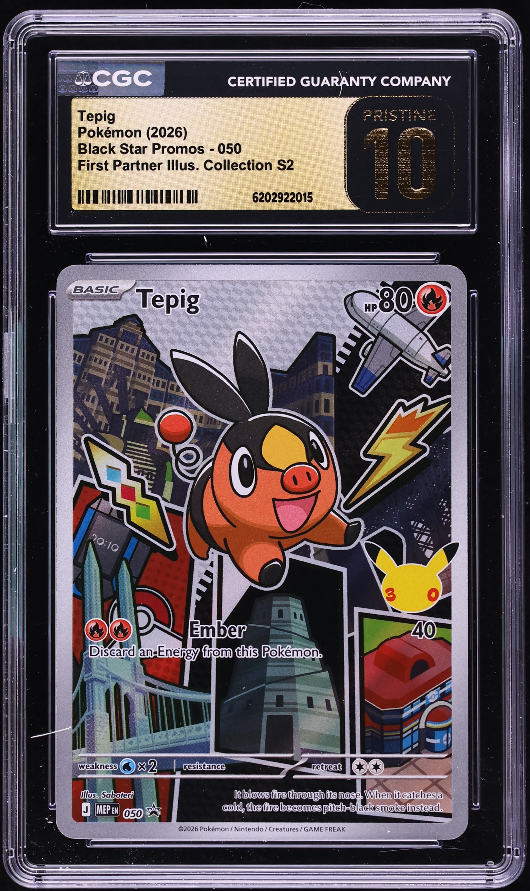 2026 Pokemon Mega Promo First Partner Illustration S2 Full Art Tepig #50 CGC 10 PRISTINE