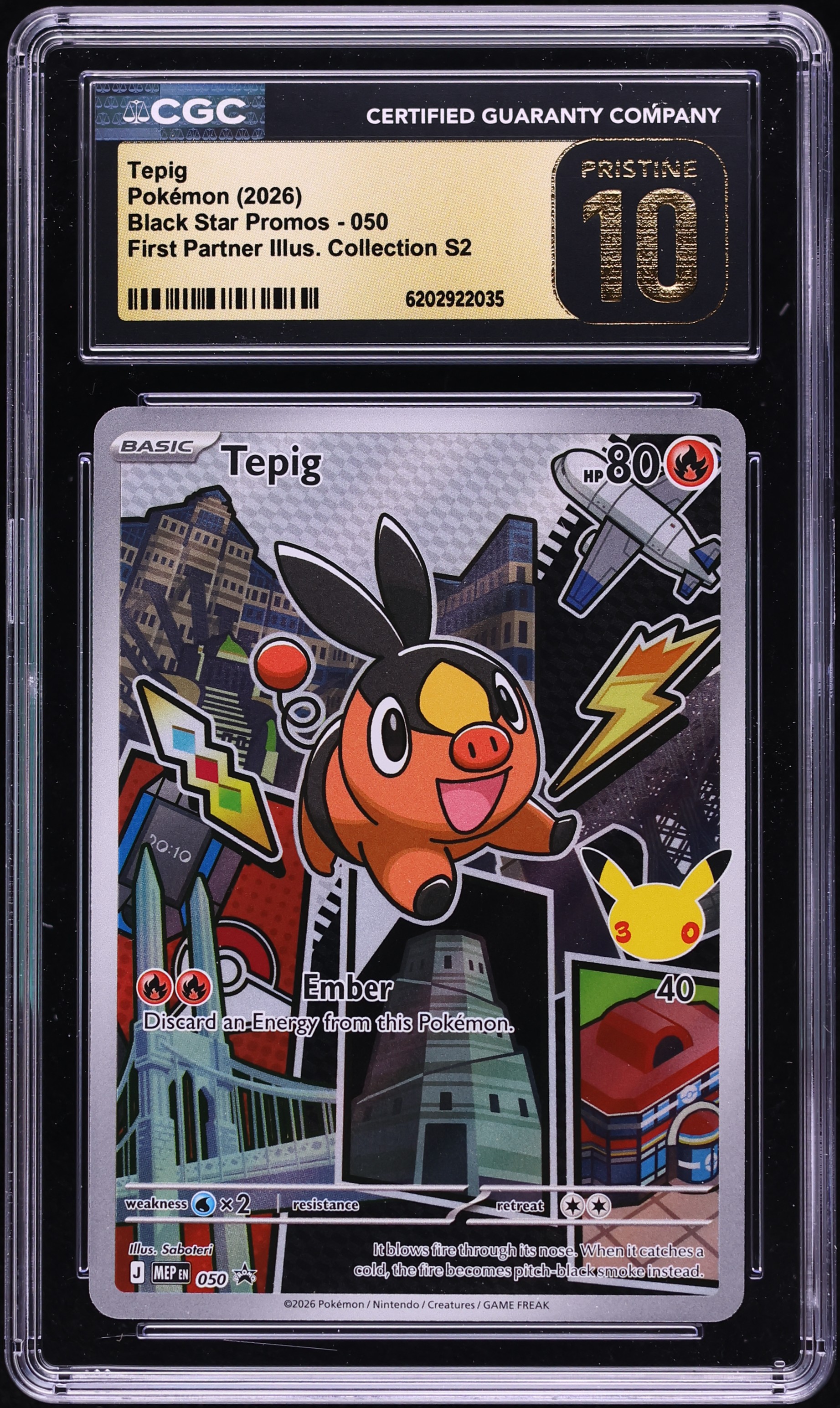 2026 Pokemon Mega Promo First Partner Illustration S2 Full Art Tepig #50 CGC 10 PRISTINE