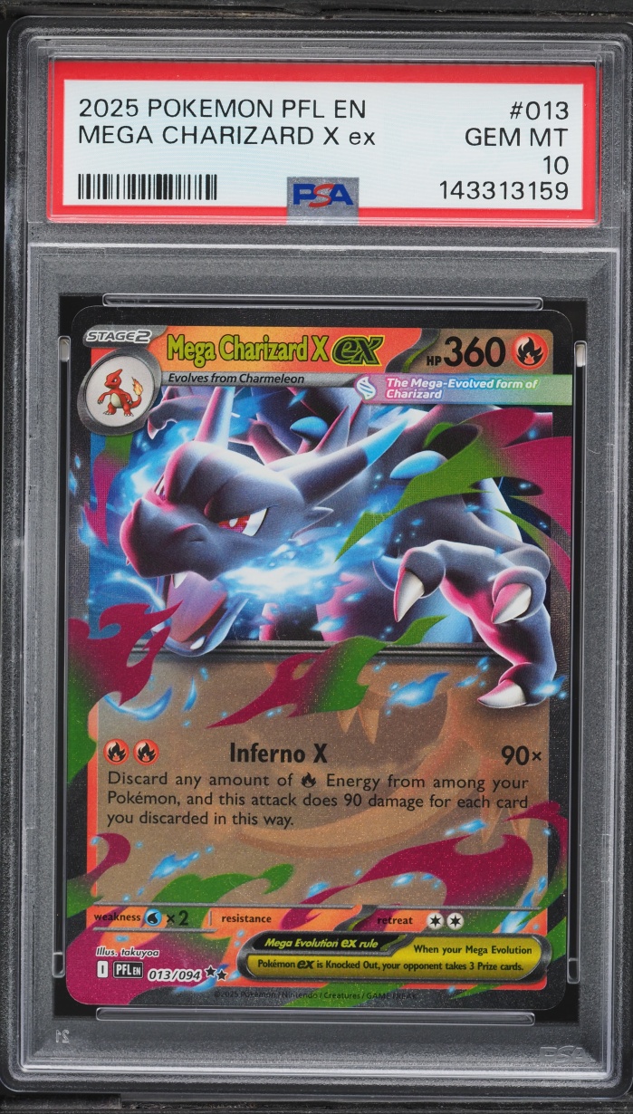 2025 Pokemon Mega Evolution Phantasmal Flames Holo Mega Charizard X Ex #13 PSA 10 GEM MINT