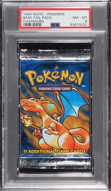 1999 Pokemon Base Set Booster Pack Charizard Art PSA 8 NM-MT
