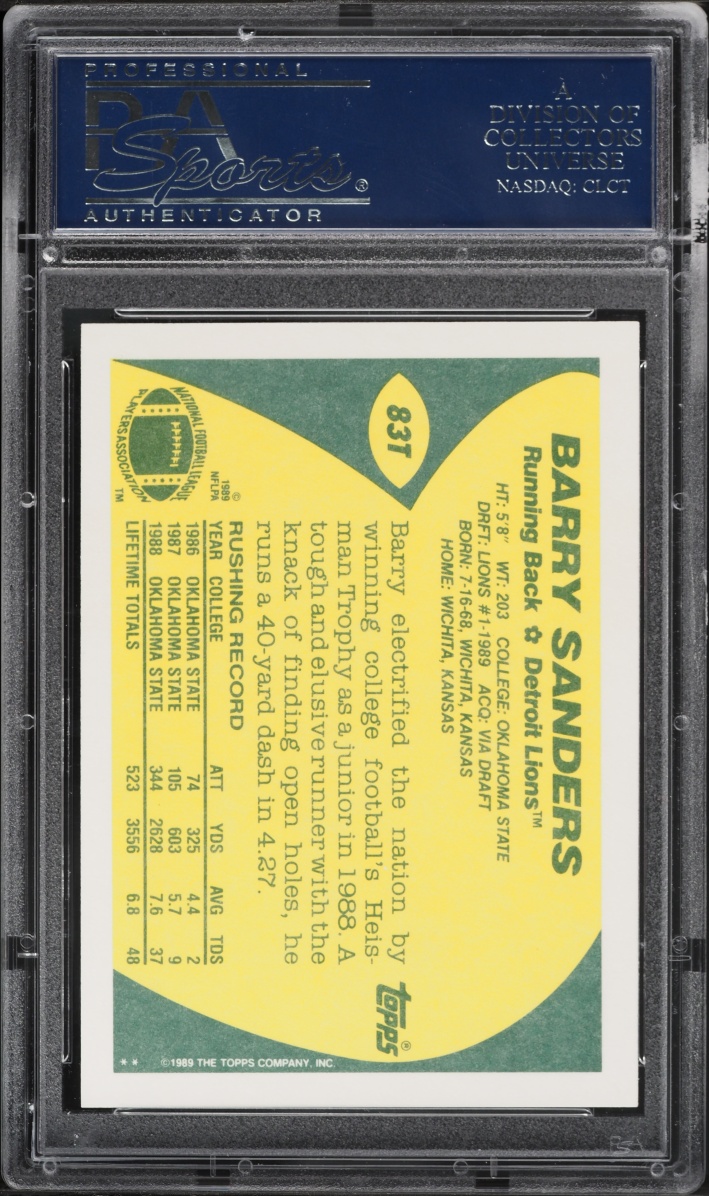 1989 Topps Traded Barry Sanders ROOKIE #83T PSA 10 GEM MINT