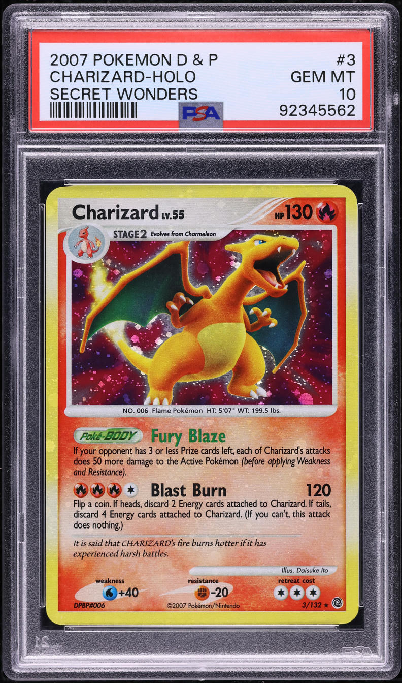 2007 Pokemon Diamond & Pearl Secret Wonders Holo Charizard #3 PSA 10 GEM MINT