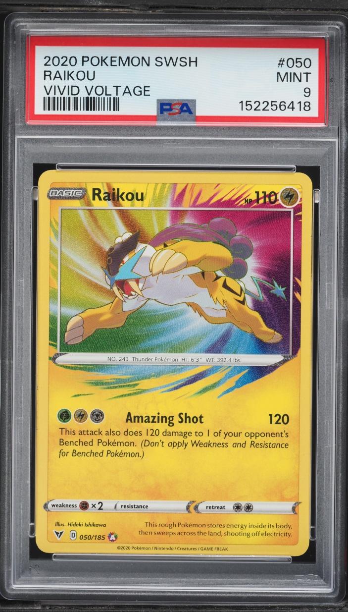 2020 Pokemon Sword & Shield Vivid Voltage Amazing Rare Raikou #50 PSA 9 MINT