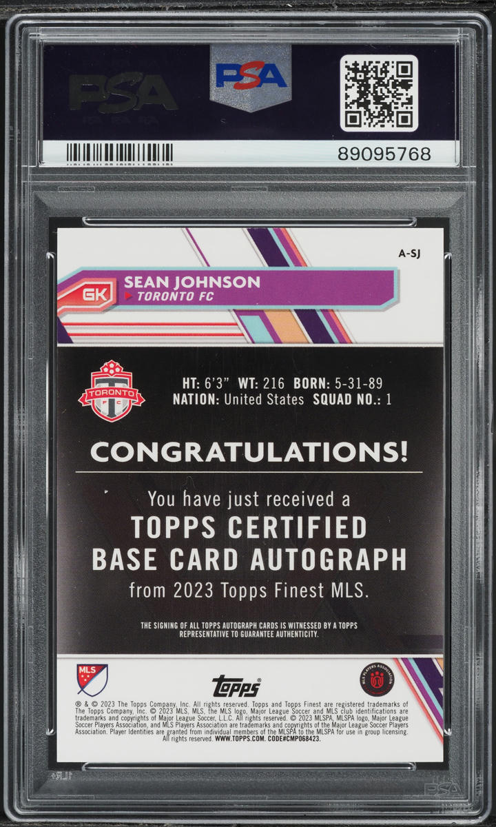 2023 Finest MLS Superfractor Sean Johnson AUTO DNA 10 1/1 #A-SJ PSA 10 GEM MINT