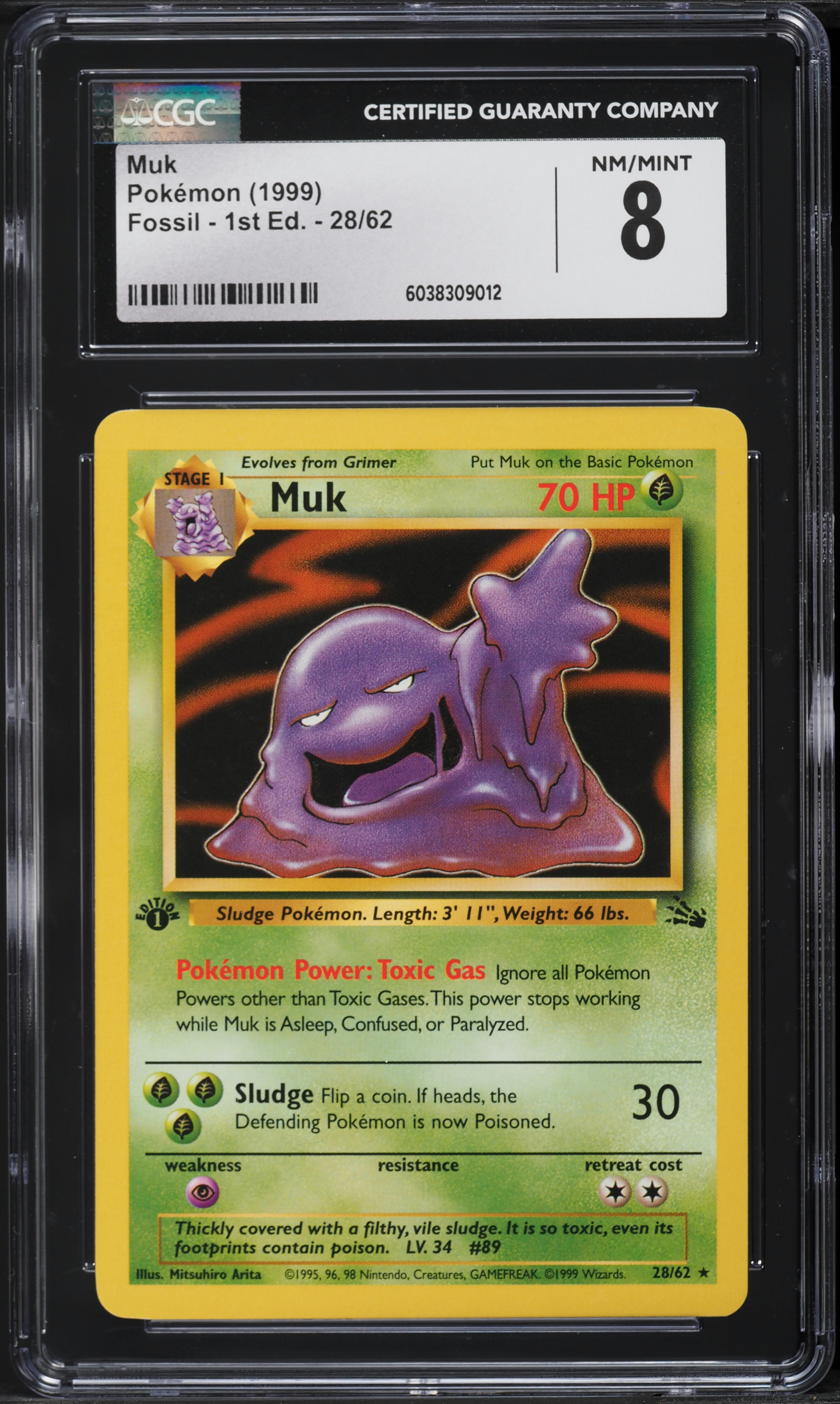 ブラッキー ホロPSA10 マグマVSアクア 1stエディション 1ed 1999 Pokemon Fossil 1st Edition Muk #28 CGC 8 NM-MT on