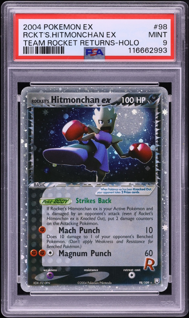 2004 Pokemon EX Team Rocket Returns Holo Rocket's Hitmonchan Ex #98 PSA 9 MINT