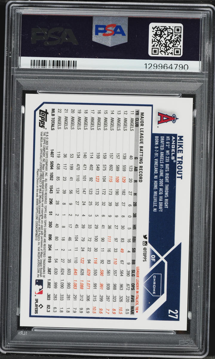 2023 Topps Chrome Mike Trout SP #27 PSA 9 MINT