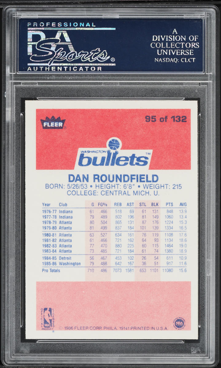 1986 Fleer Basketball Dan Roundfield #95 PSA 10 GEM MINT