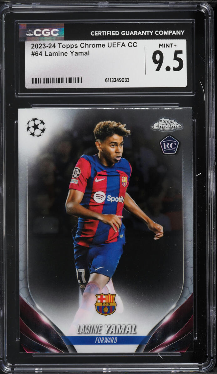 2023 Topps Chrome UEFA Club Competitions Lamine Yamal ROOKIE #64 CGC 9.5 MINT+