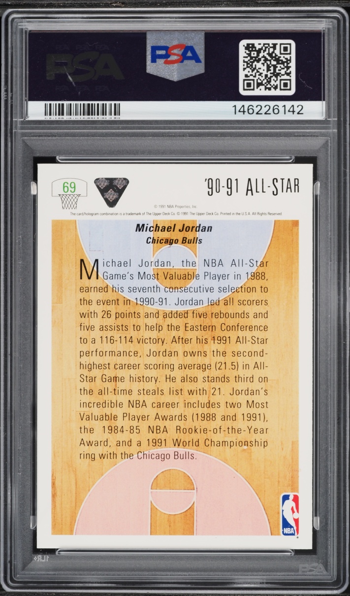 1991 Upper Deck Basketball Michael Jordan #69 PSA 9 MINT