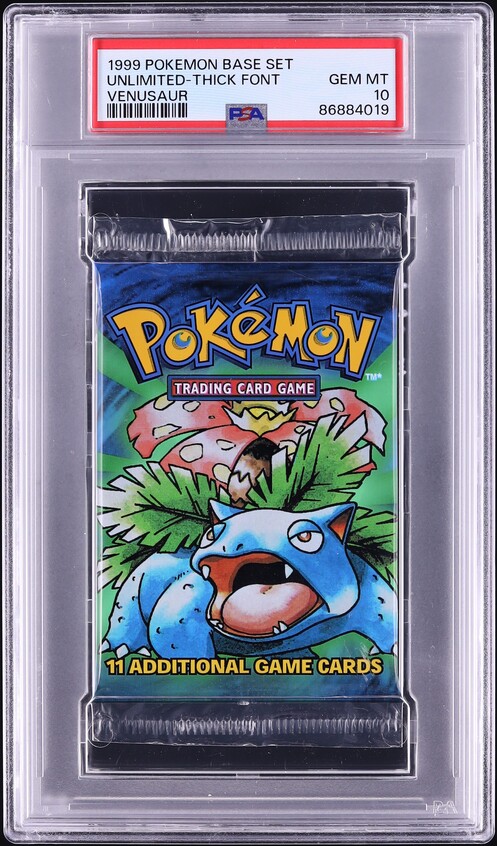 1999 Pokemon Base Set Thick Font Booster Pack Venusaur Art PSA 10 GEM MINT