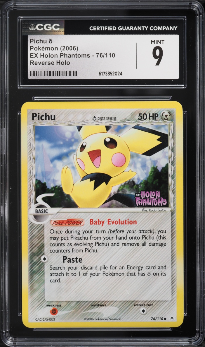 2006 Pokemon EX Holon Phantoms Reverse Holo Pichu #76 CGC 9 MINT