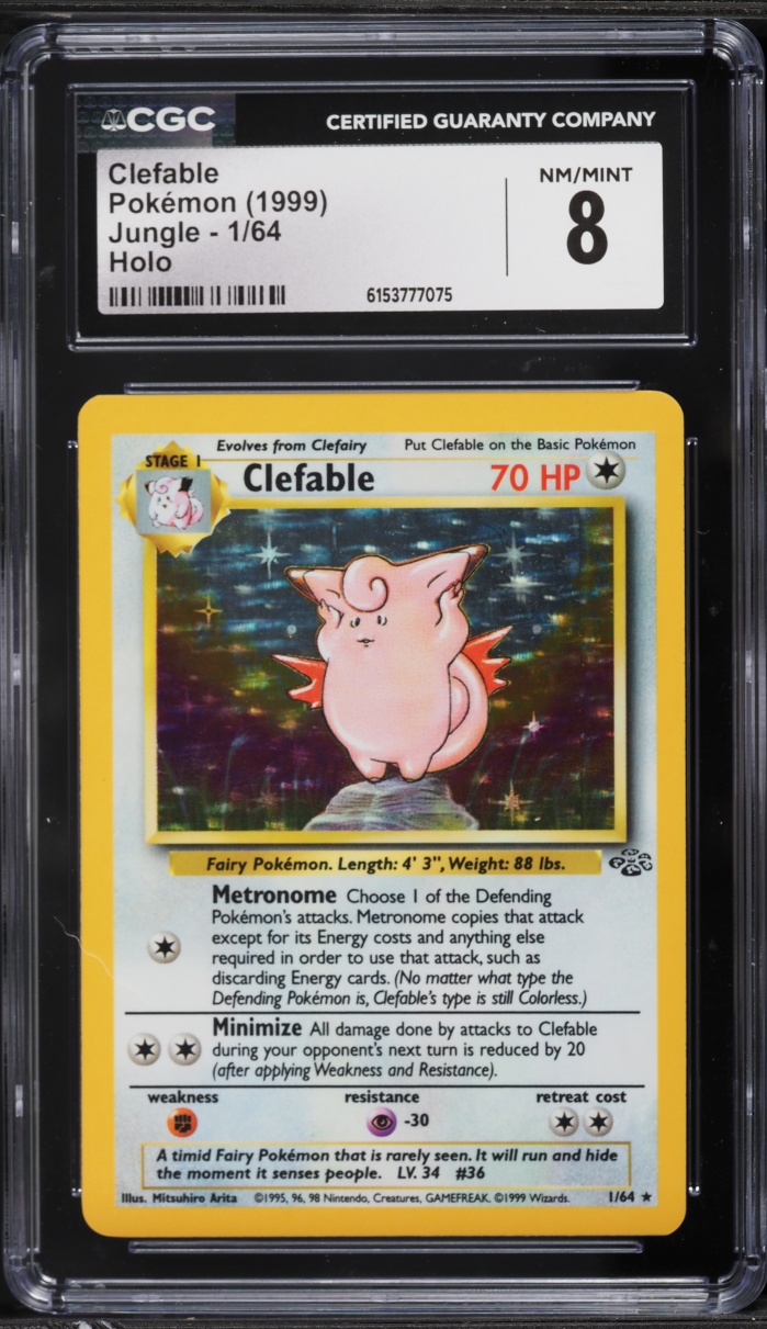 1999 Pokemon Jungle Holo Clefable #1 CGC 8 NM-MT