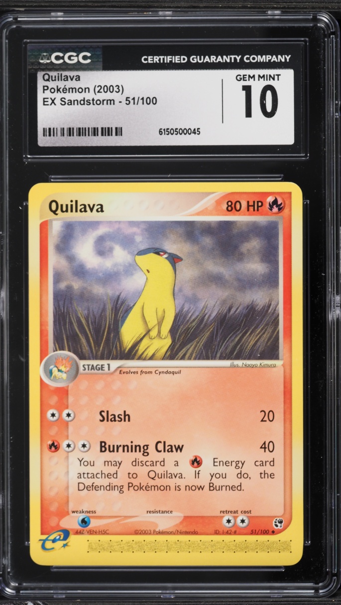 2003 Pokemon EX Sandstorm Quilava #51 CGC 10 GEM MINT