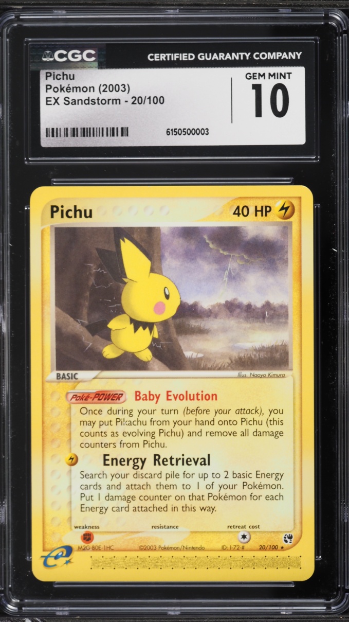 2003 Pokemon EX Sandstorm Pichu #20 CGC 10 GEM MINT