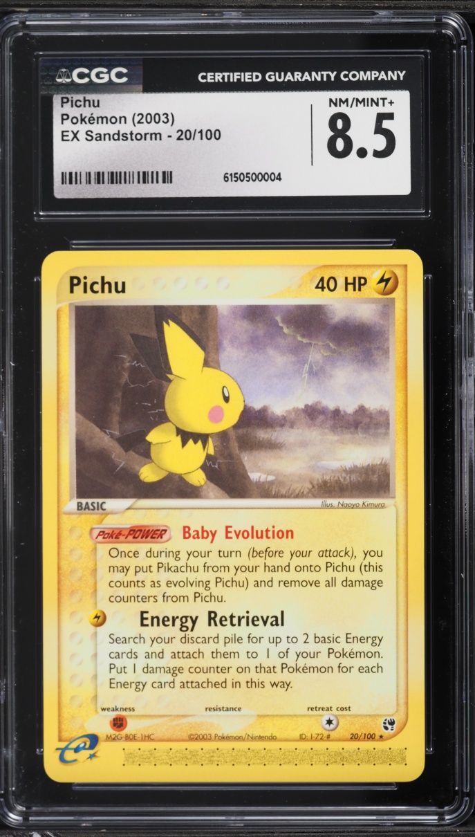 2003 Pokemon EX Sandstorm Pichu #20 CGC 8.5 NM-MT+