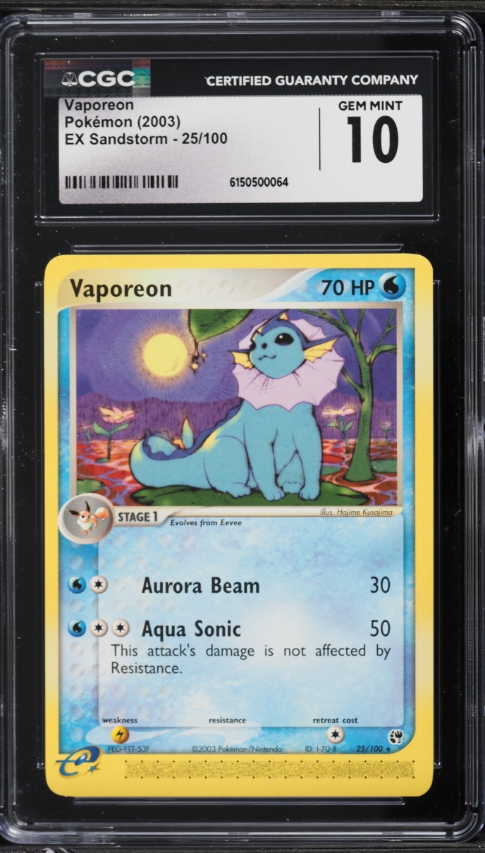 2003 Pokemon EX Sandstorm Vaporeon #25 CGC 10 GEM MINT
