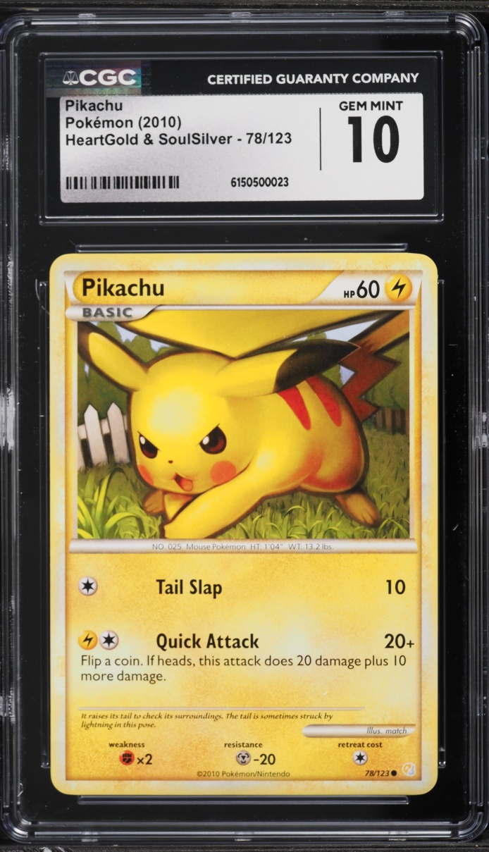 2010 Pokemon HeartGold & SoulSilver Pikachu #78 CGC 10 GEM MINT