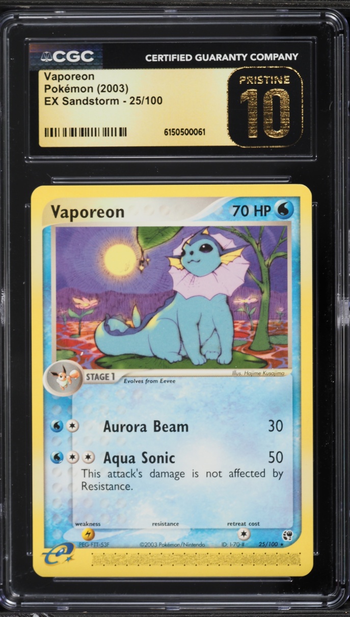 2003 Pokemon EX Sandstorm Vaporeon #25 CGC 10 PRISTINE