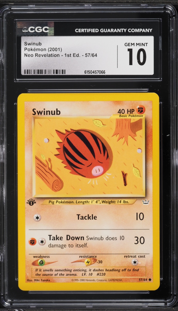 2001 Pokemon Neo Revelation 1st Edition Swinub #57 CGC 10 GEM MINT
