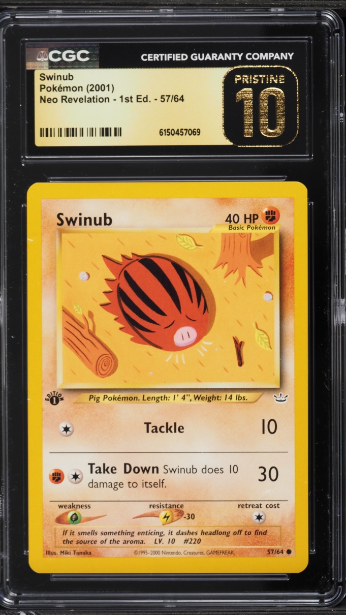 2001 Pokemon Neo Revelation 1st Edition Swinub #57 CGC 10 PRISTINE