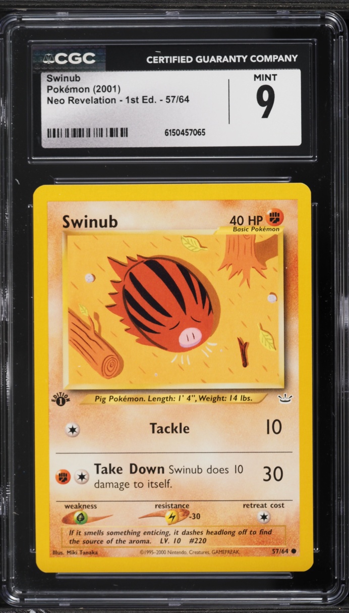 2001 Pokemon Neo Revelation 1st Edition Swinub #57 CGC 9 MINT