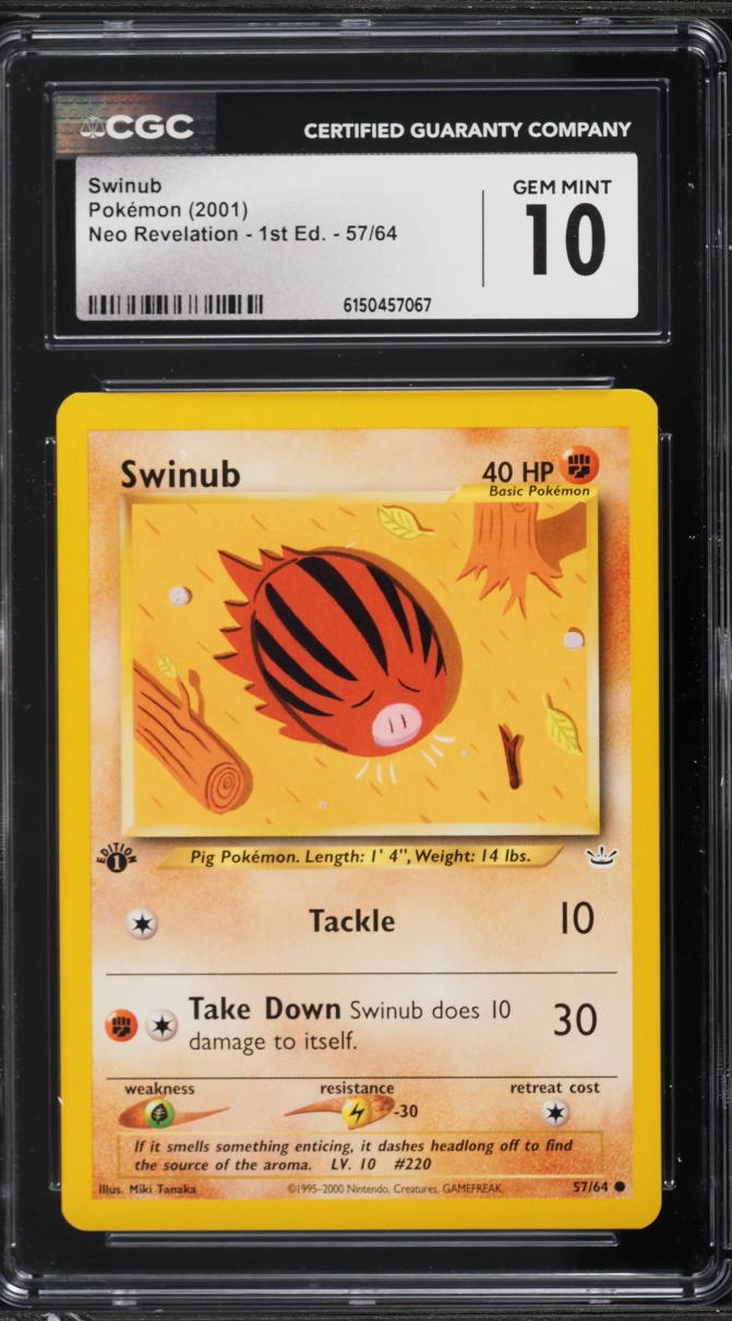 2001 Pokemon Neo Revelation 1st Edition Swinub #57 CGC 10 GEM MINT