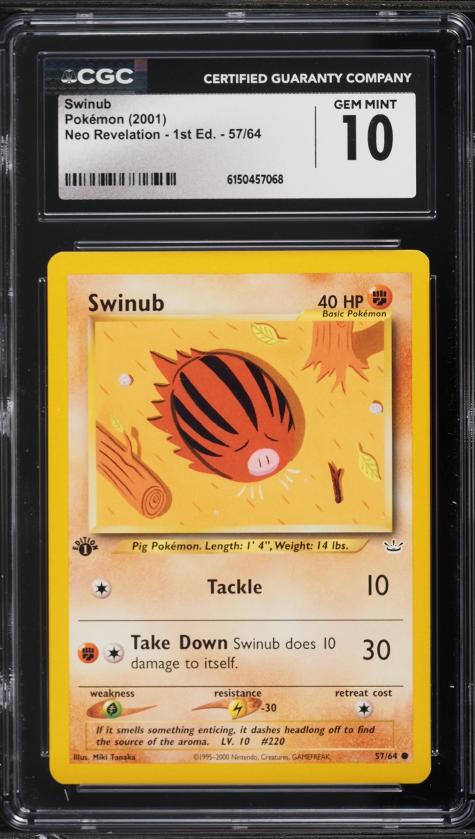 2001 Pokemon Neo Revelation 1st Edition Swinub #57 CGC 10 GEM MINT