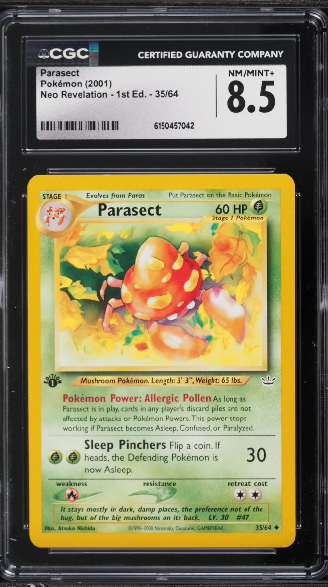 2000 Pokemon Neo Genesis 1st Edition Parasect #35 CGC 8.5 NM-MT+
