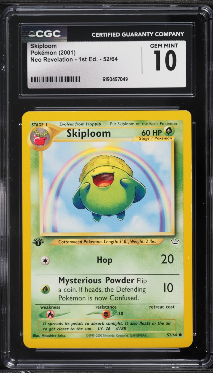 2001 Pokemon Neo Revelation 1st Edition Skiploom #52 CGC 10 GEM MINT