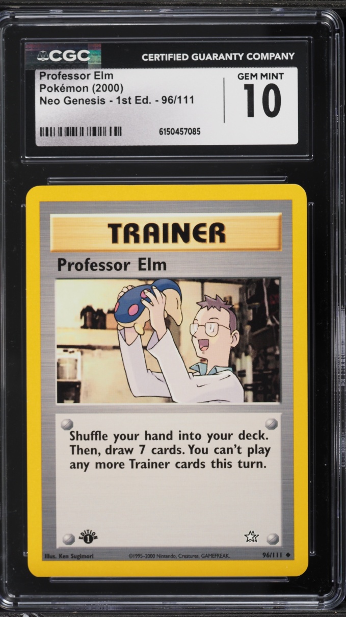 2000 Pokemon Neo Genesis 1st Edition Professor Elm #96 CGC 10 GEM MINT